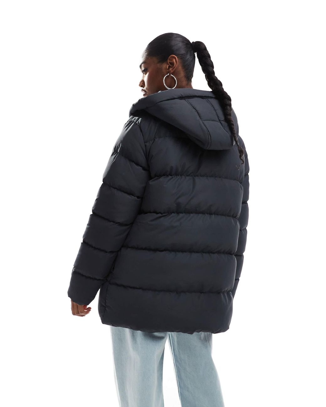 Threadbare Blue Mid Length Puffer Jacket
