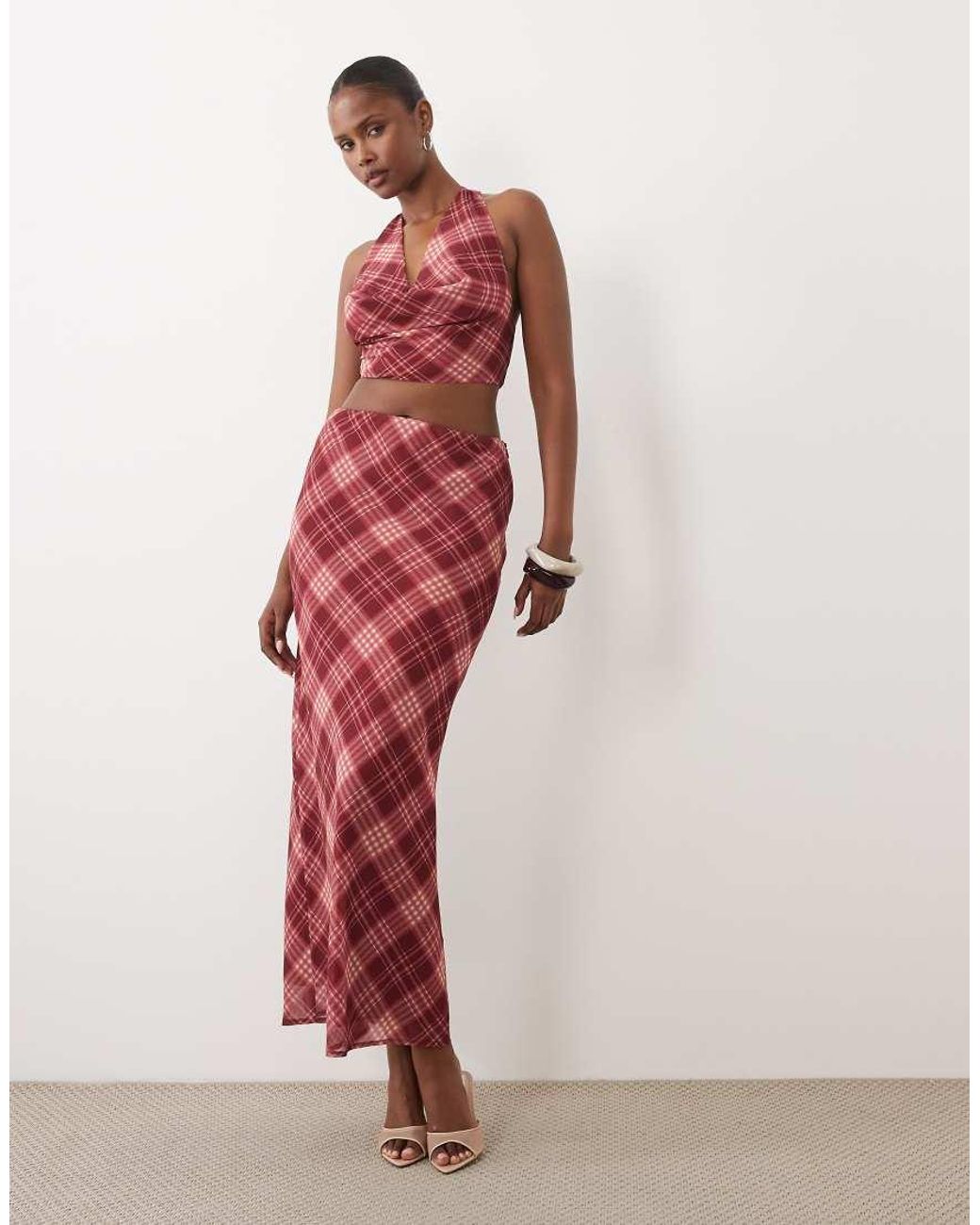 The Frolic Red Exclusive Cowl Neck Top Co-Ord