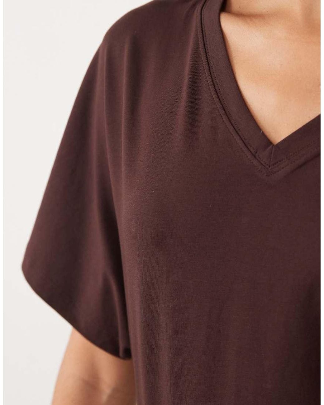 Cotton On Brown Batwing V Neck Top