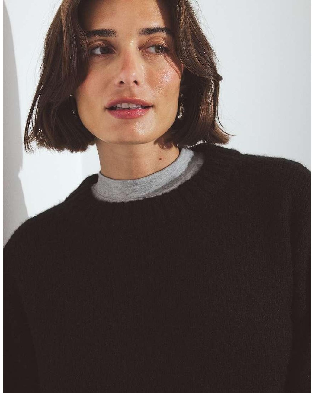 NA-KD Black Round Neck Wool Blend Knitted Sweater
