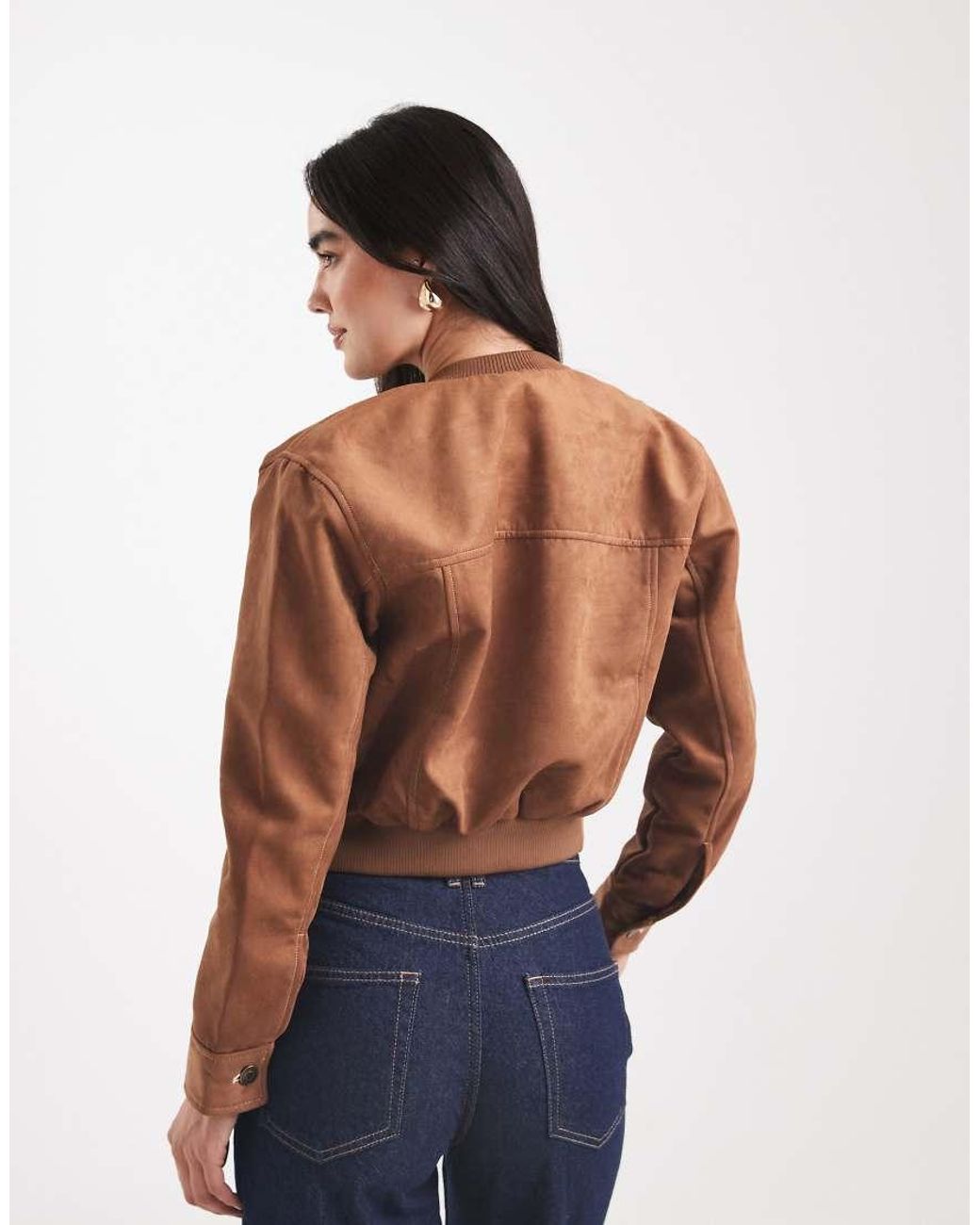 Cotton On Blue Sophia Faux Suede Bomber Jacket