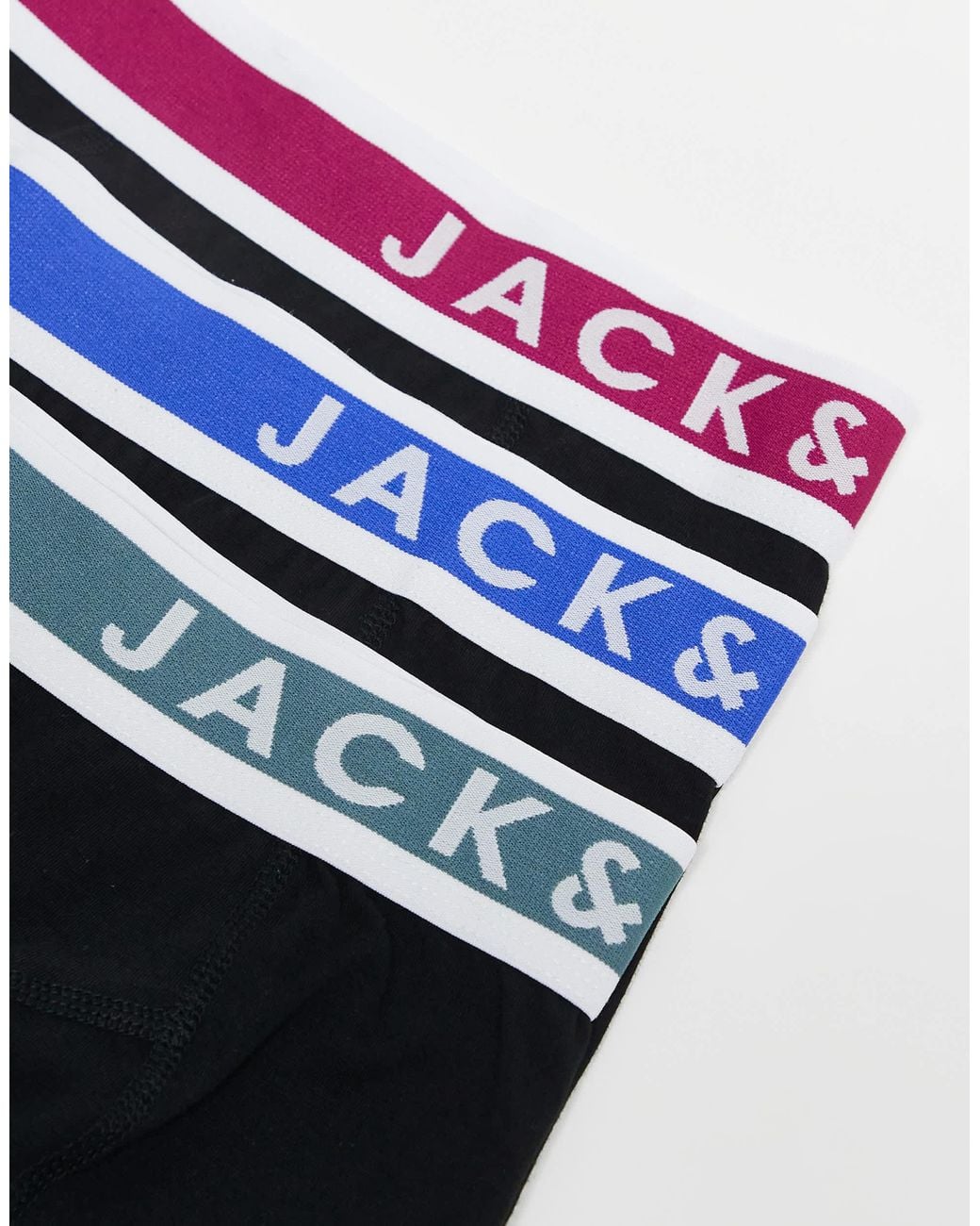 Jack & Jones Black 3-pack Trunks With Contrast Logo for men