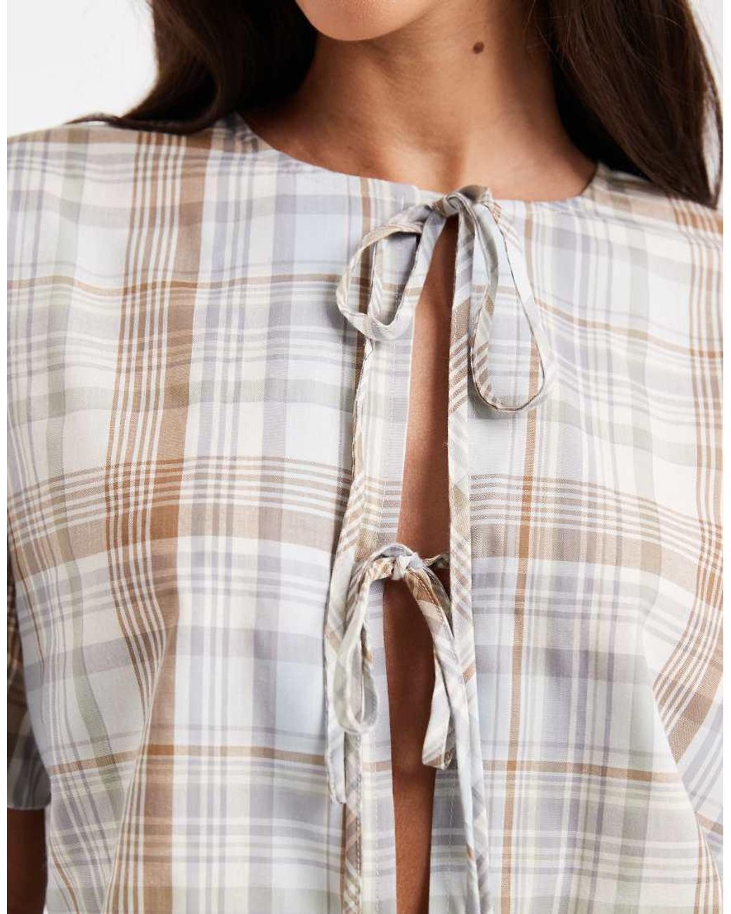 Daisy Street White Boxy Tie Front Blouse