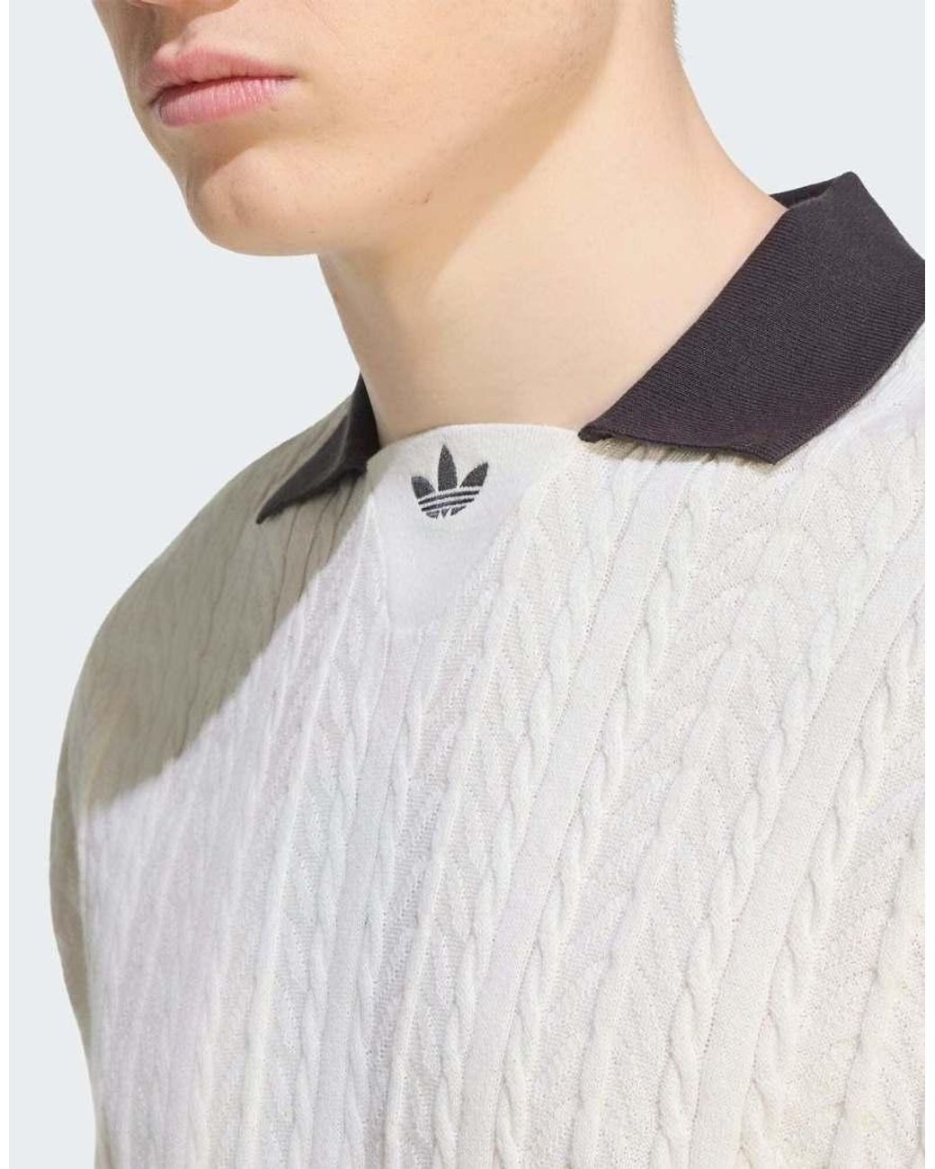 Adidas Originals White Cable Knit Football Jersey for men