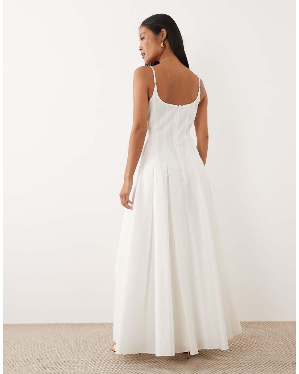 Forever New White Cotton Cami Godet Maxi Dress
