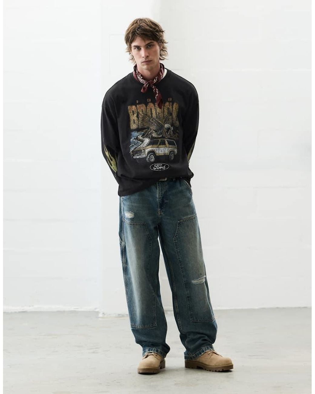 Pull&Bear Black Ford Bronco T-shirt for men