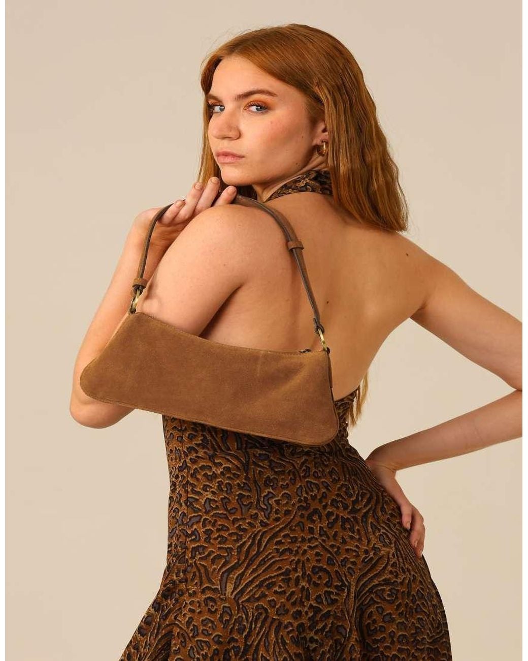 OFF THE HOOK Brown Sheryl Suede Mini Shoulder Bag