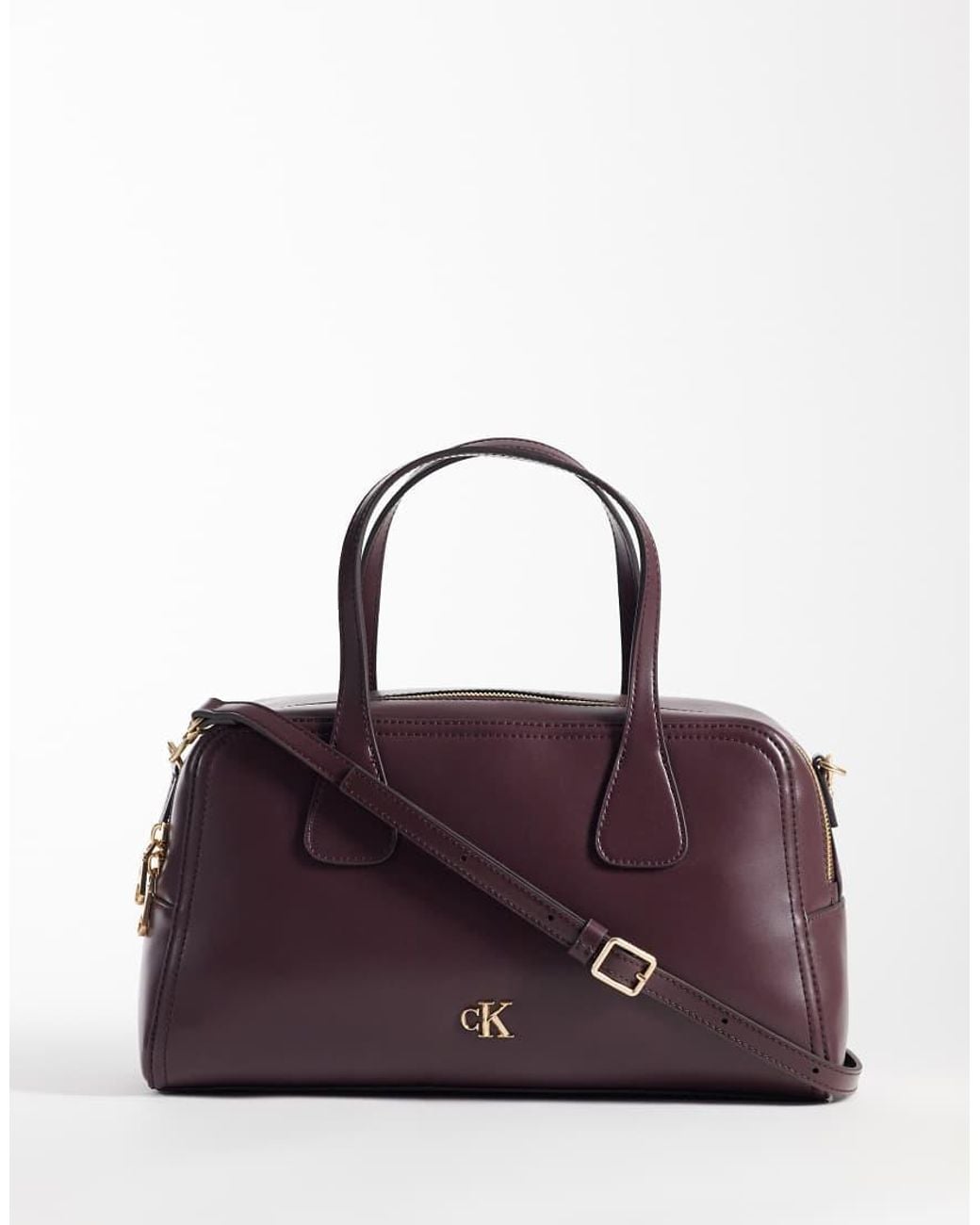 Calvin Klein Purple Shoulder Bag With Strap And Gold Detail