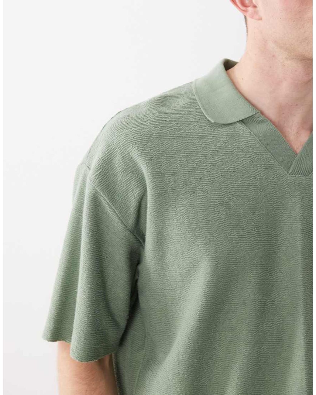 ASOS Green Super Heavyweight Boxy Oversized Polo for men