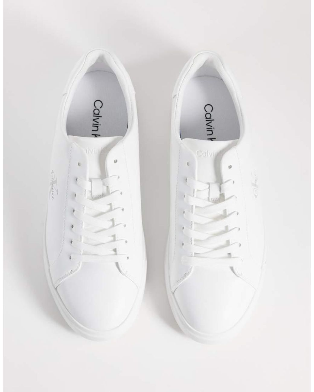 Calvin Klein White Leather Low Profile Cupsole Sneakers for men