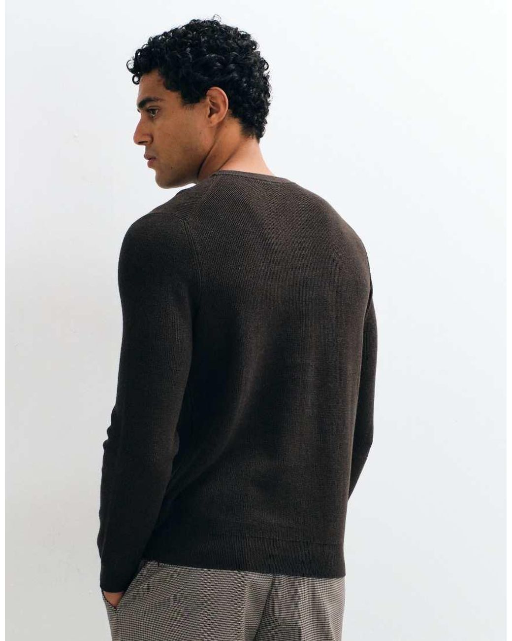 Mango Black 100% Cotton Knitted Jumper for men