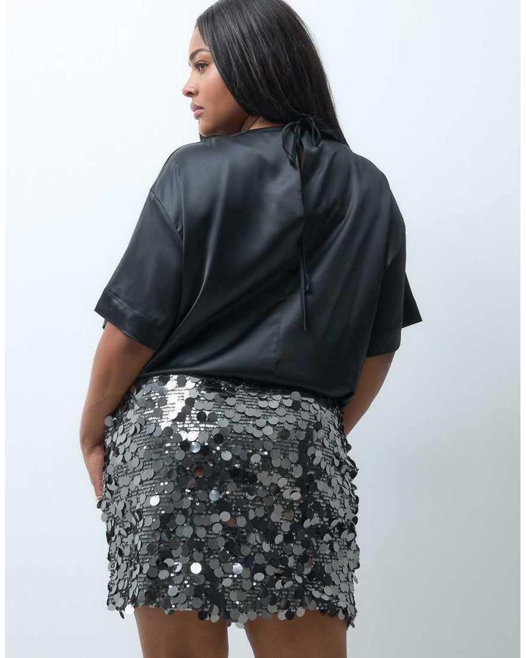 ONLY Metallic Disc Sequin Mini Skirt