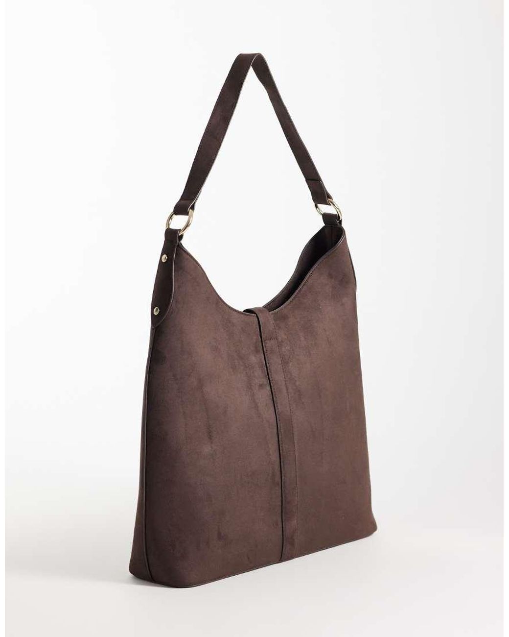 Abercrombie & Fitch Brown Faux Suede Shoulder Bag With Hardware Detail