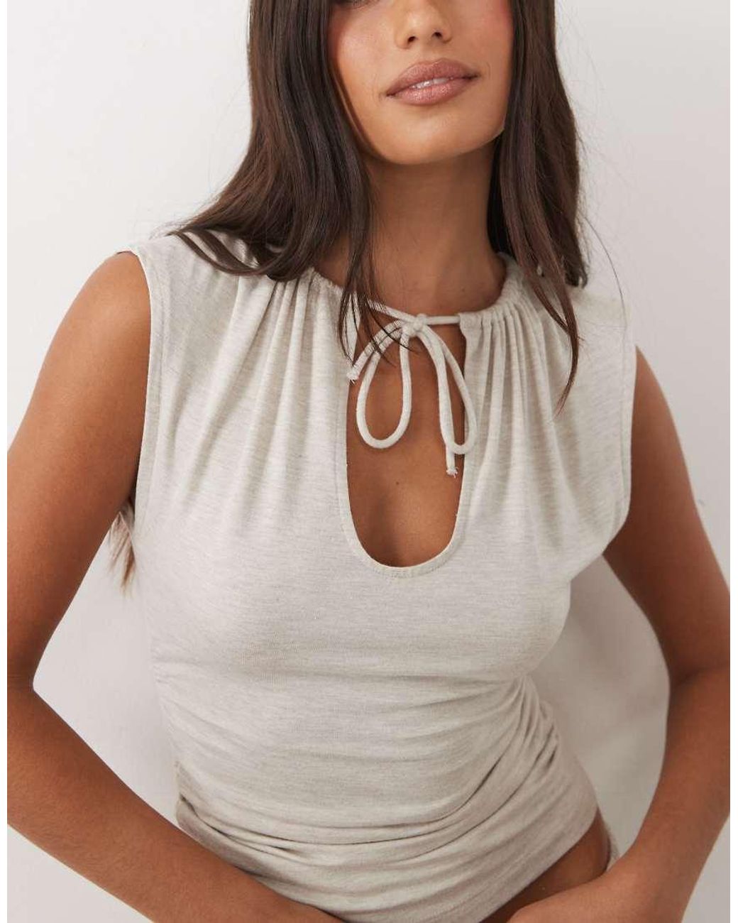 Gina Tricot White Co-ord Key Hole Detail Cami Top