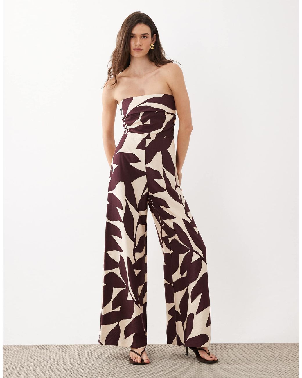 Mango Brown Off Shoulder Jumpsuit