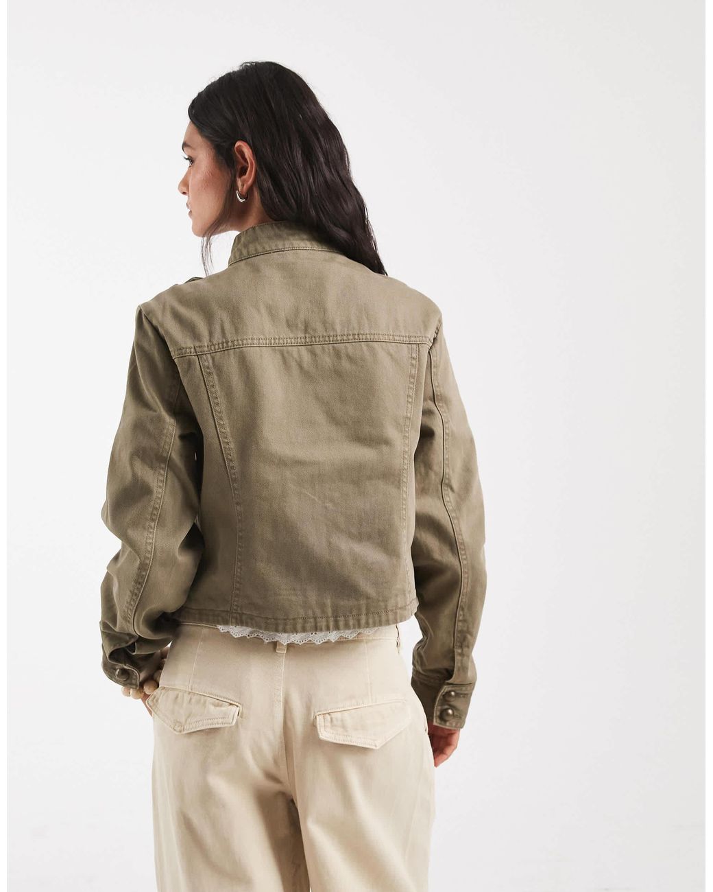ASOS Natural Button Front Washed Utility Jacket