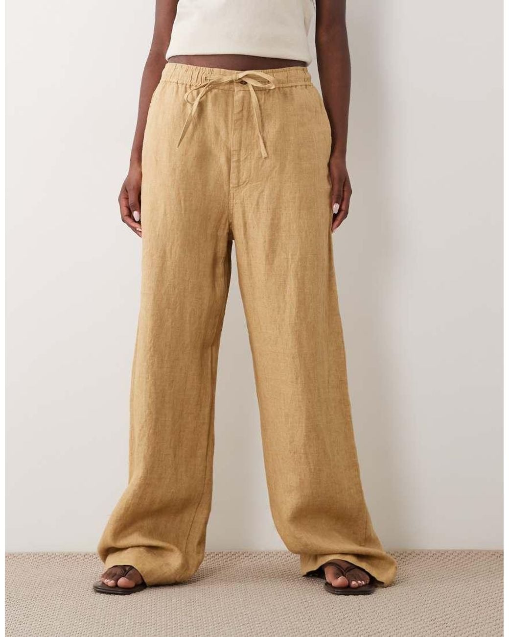 Polo Ralph Lauren Natural Linen Wide Leg Pants