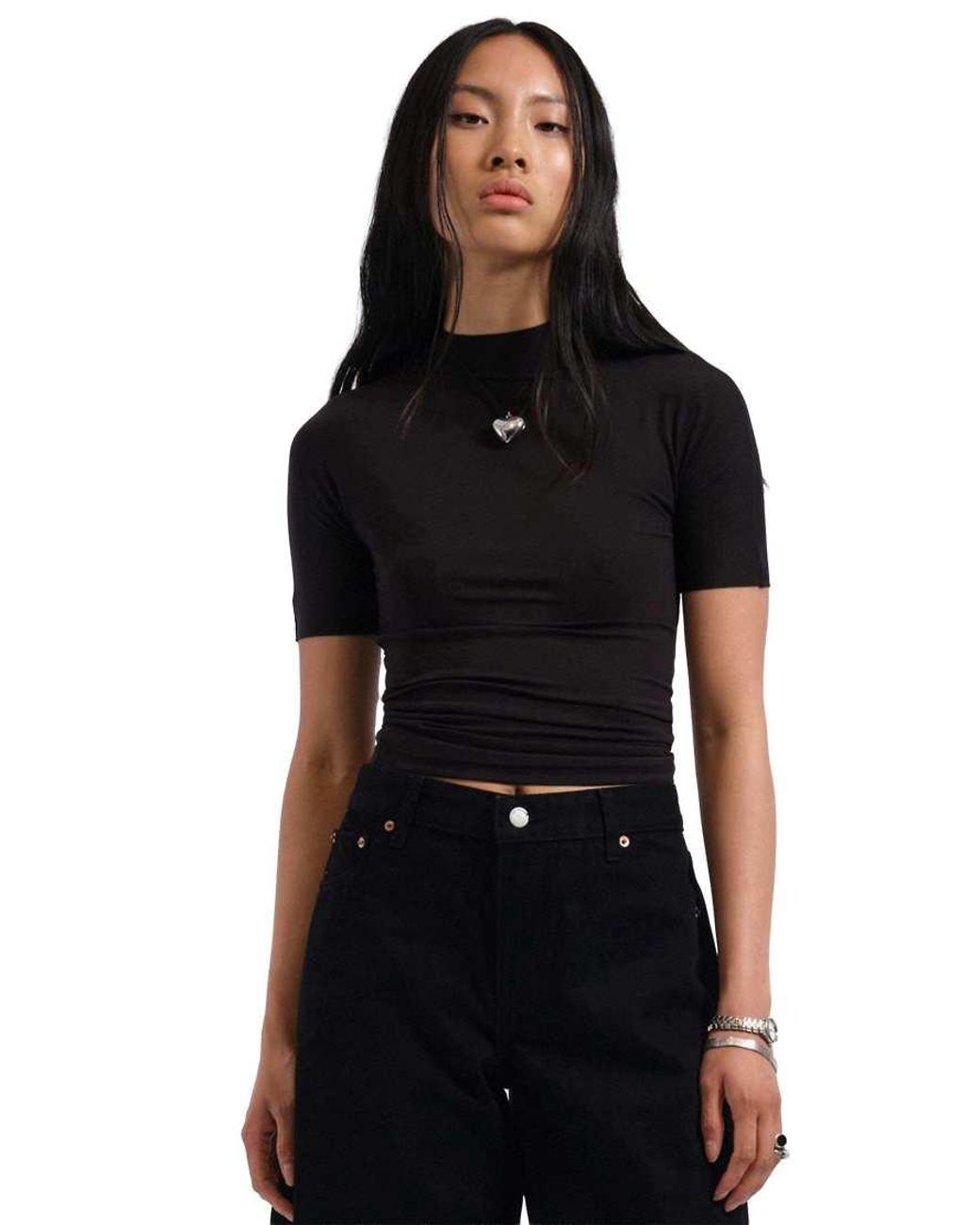 Dr. Denim Blue Inez Slim Fit Short Sleeve Modal Top