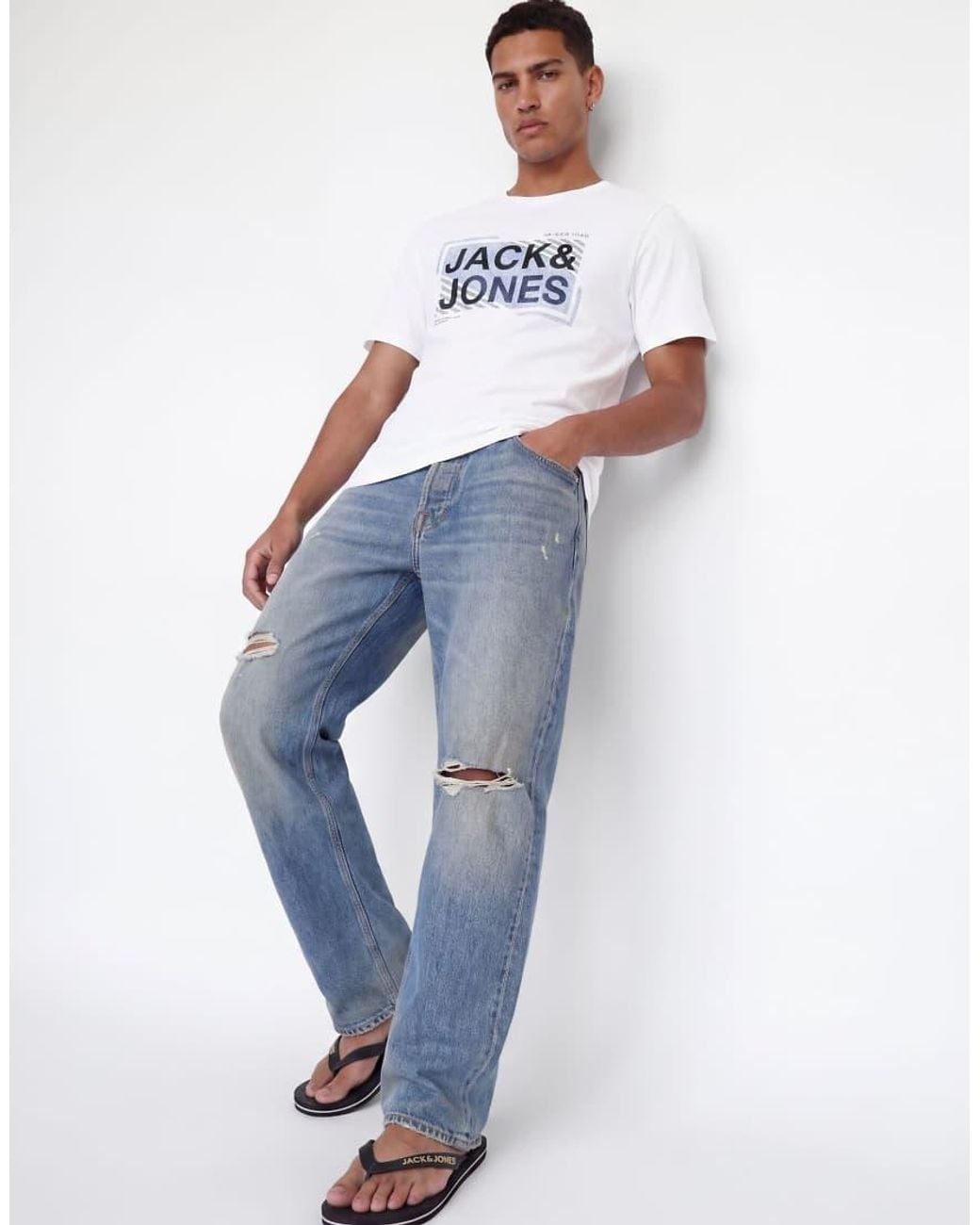 Jack & Jones White Kains 3 Pack Jersey Standard Fit Crew Neck Short Sleeve Stretch T-shirt for men