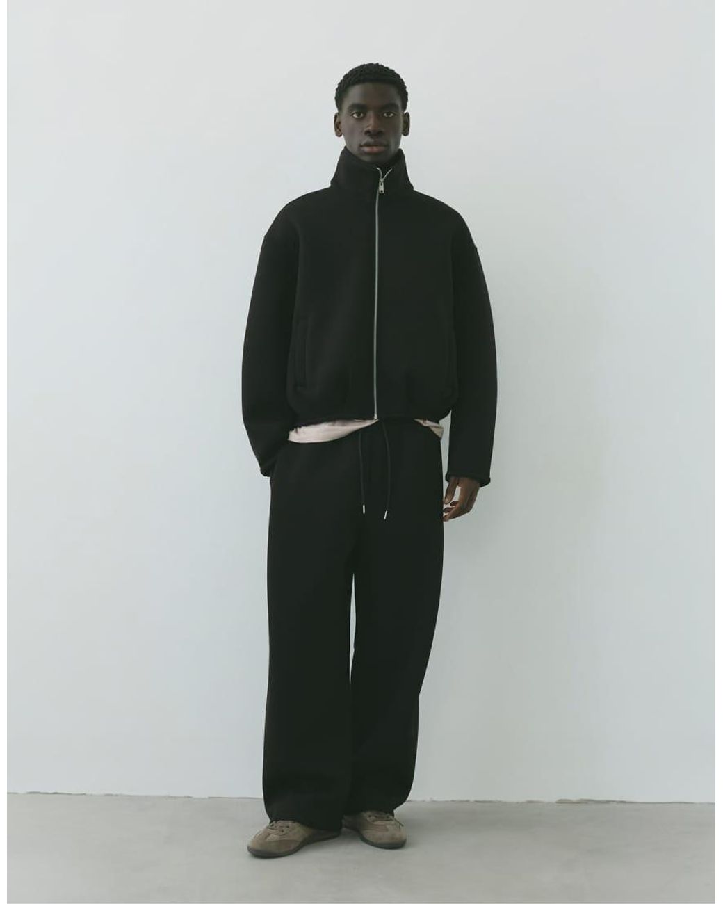 Pull&Bear Black Neoprene-effect Zip-up Jacket for men