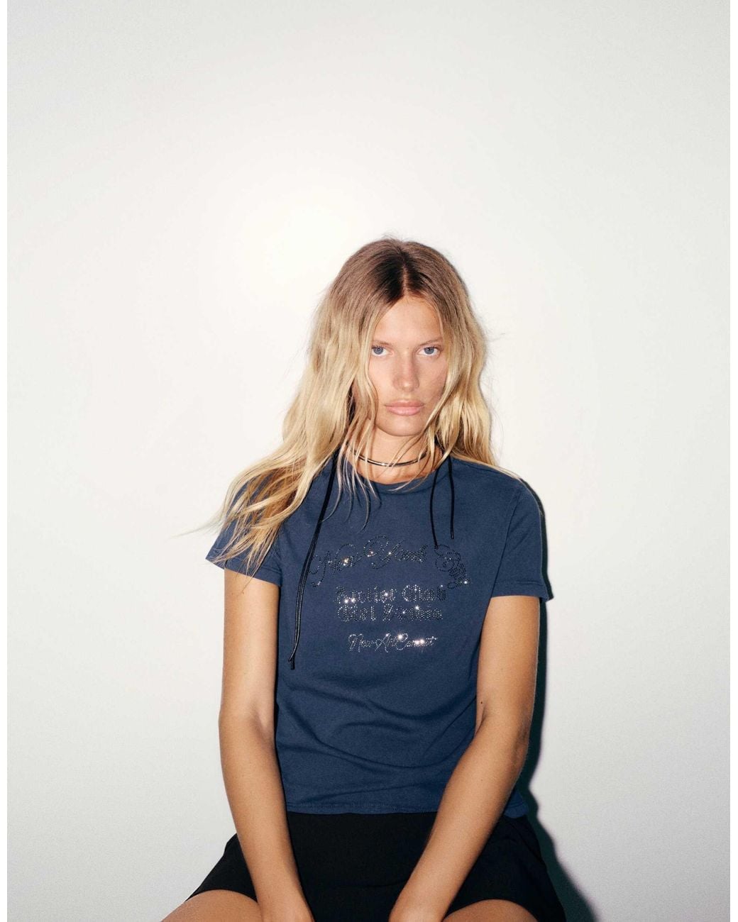 T-shirt graphique à strass Pull&Bear en coloris Blue