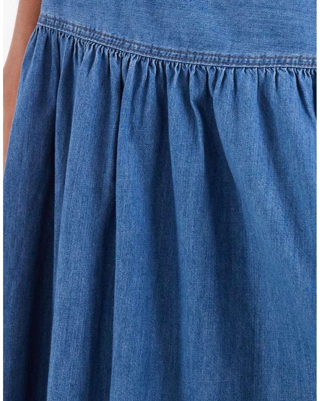 ONLY Blue Dropped Waist Denim Maxi Skirt