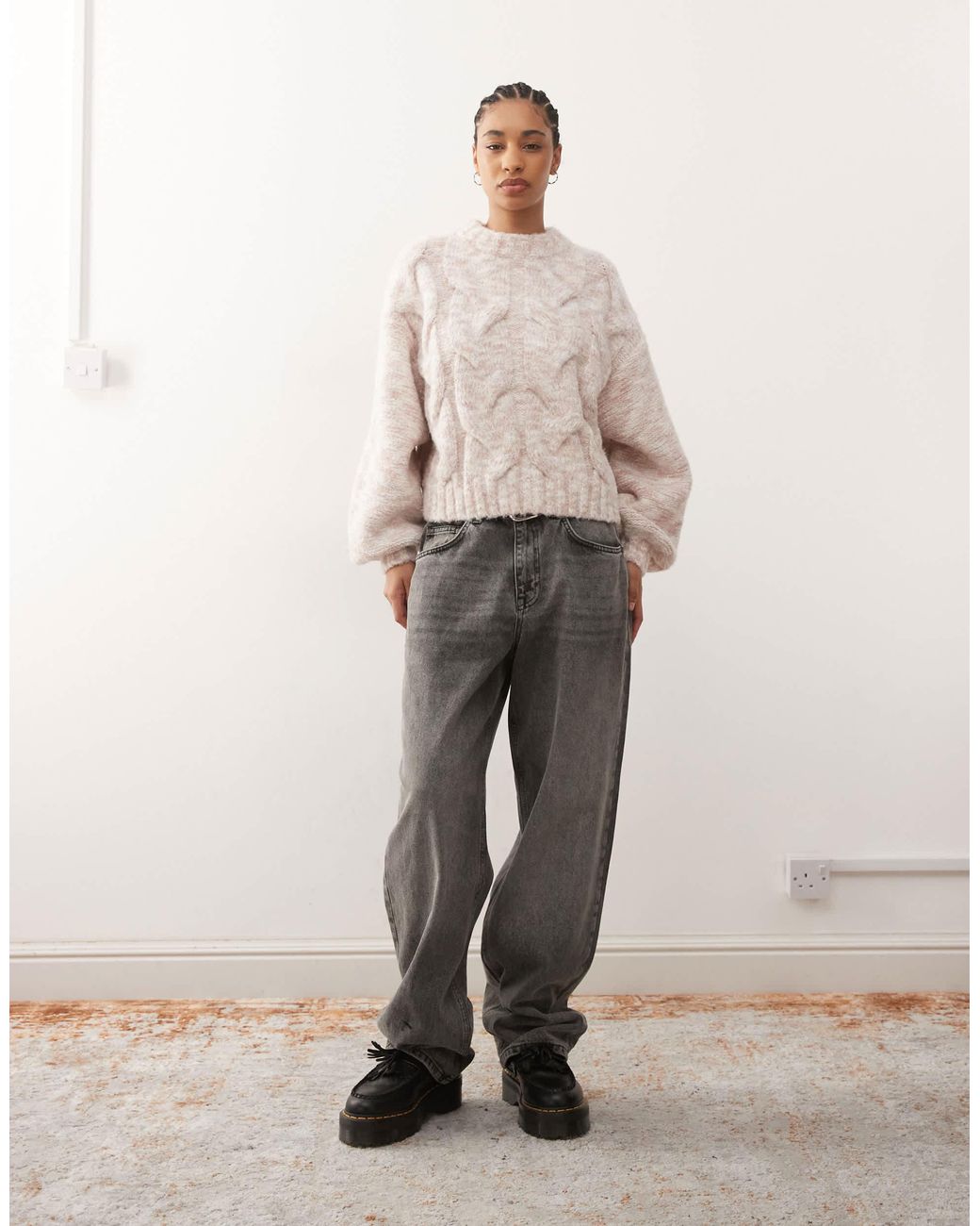 Monki Natural Cable Knit Jumper
