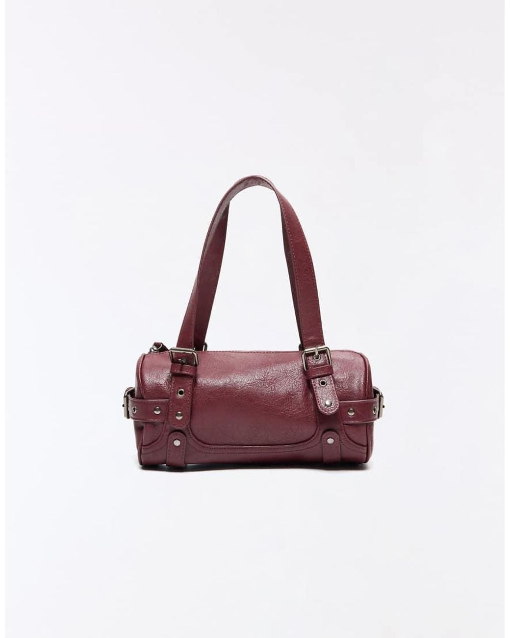 Bershka Purple Studded Barrel Bag