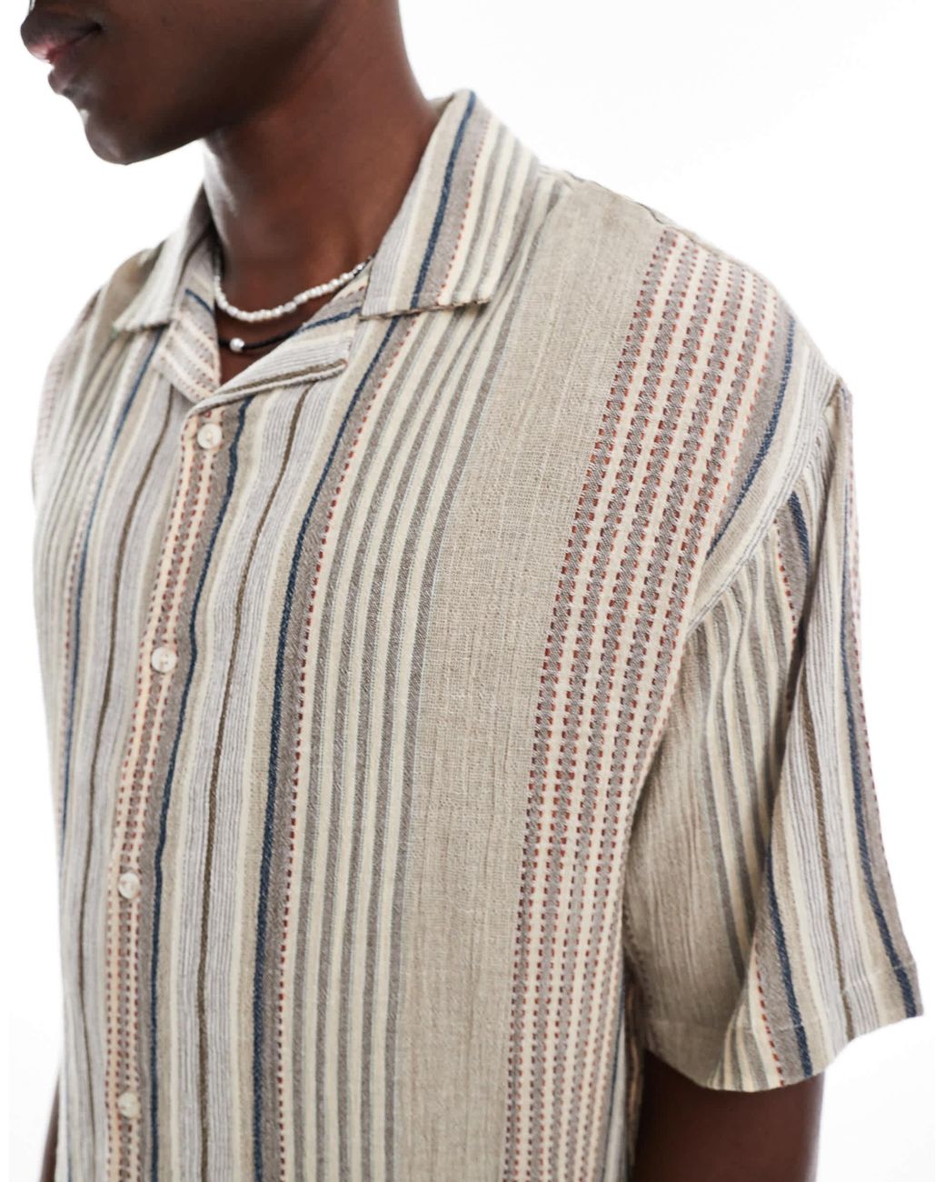Pull&Bear – strukturiertes retro-hemd in Gray für Herren