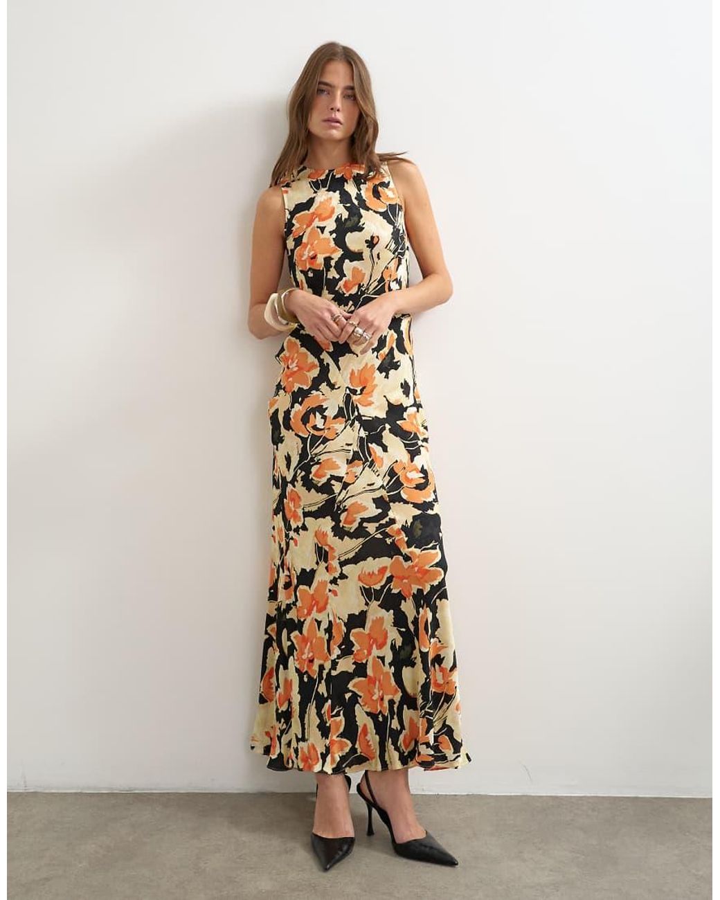TOPSHOP Metallic Racer Neck Maxi Dress