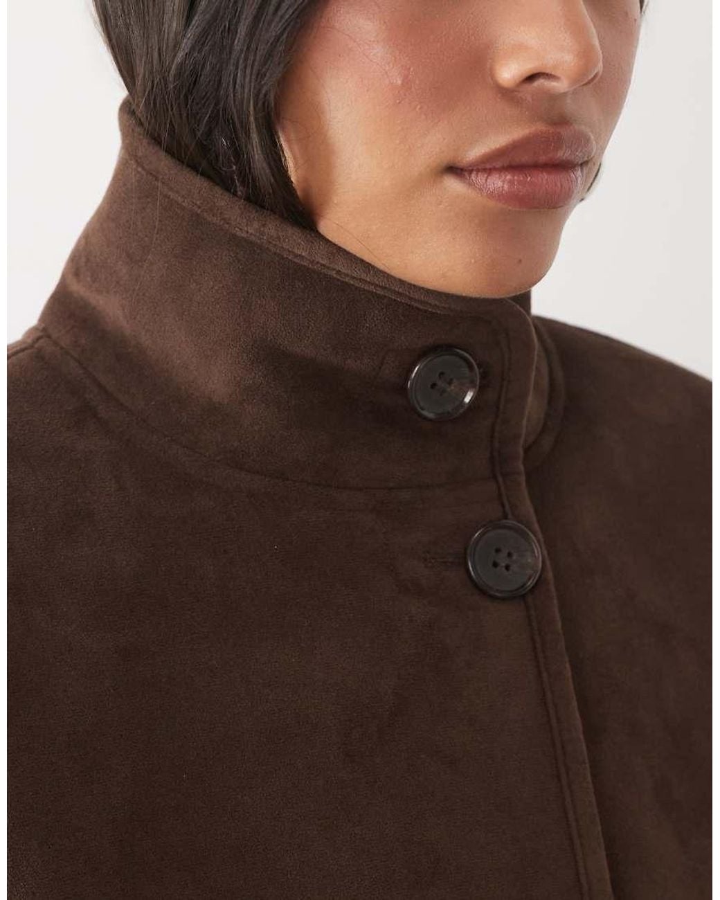 New Look Brown Bonded Faux Suede Borg Lined Coat