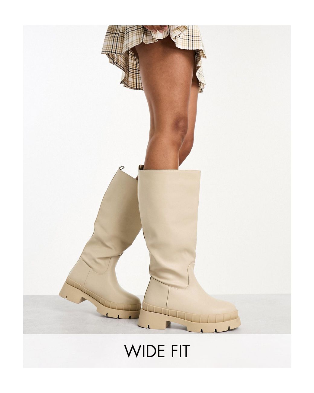 Wide fit knee online high flat boots