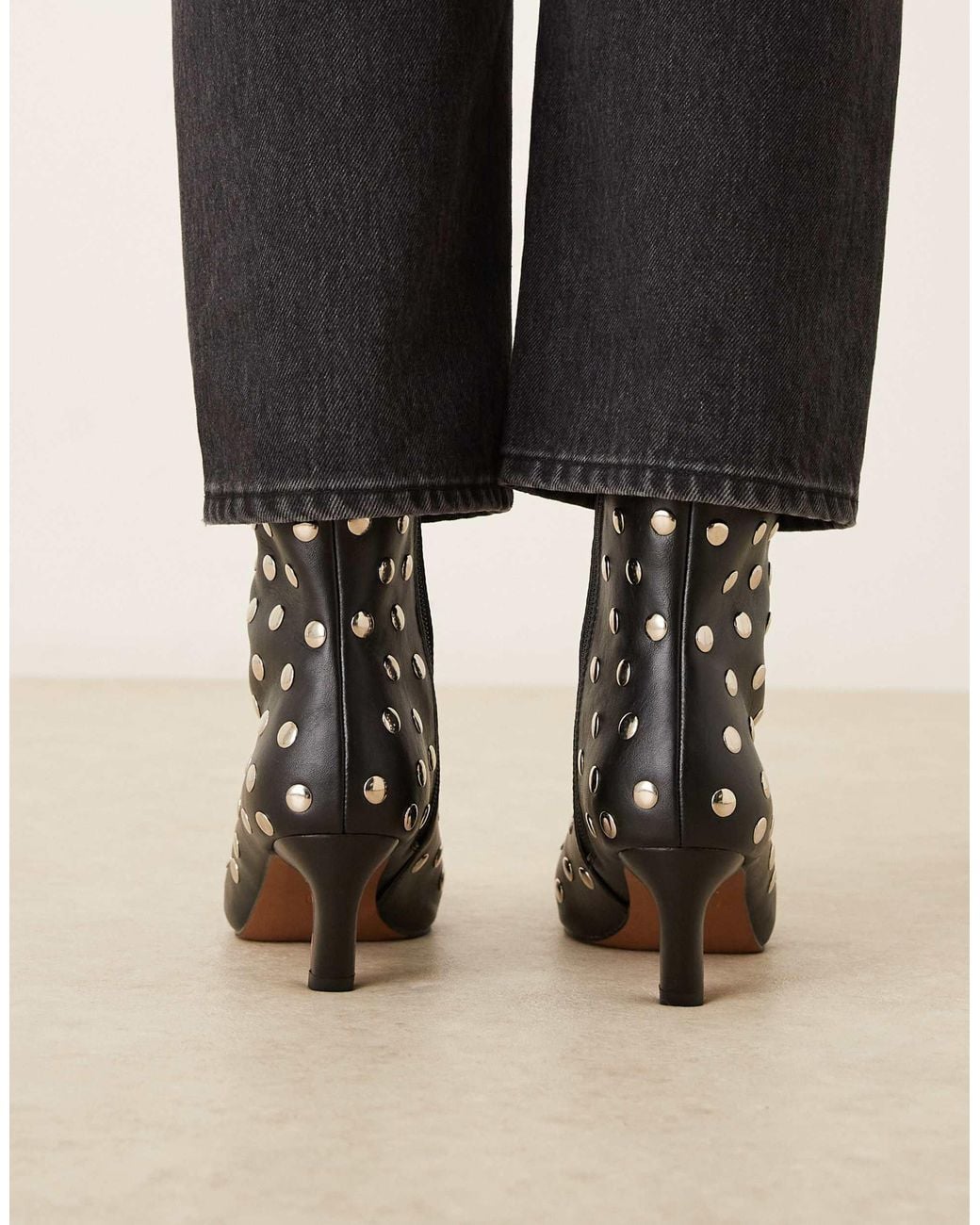 ASOS Natural Raye Studded Chisel Toe Ankle Boots
