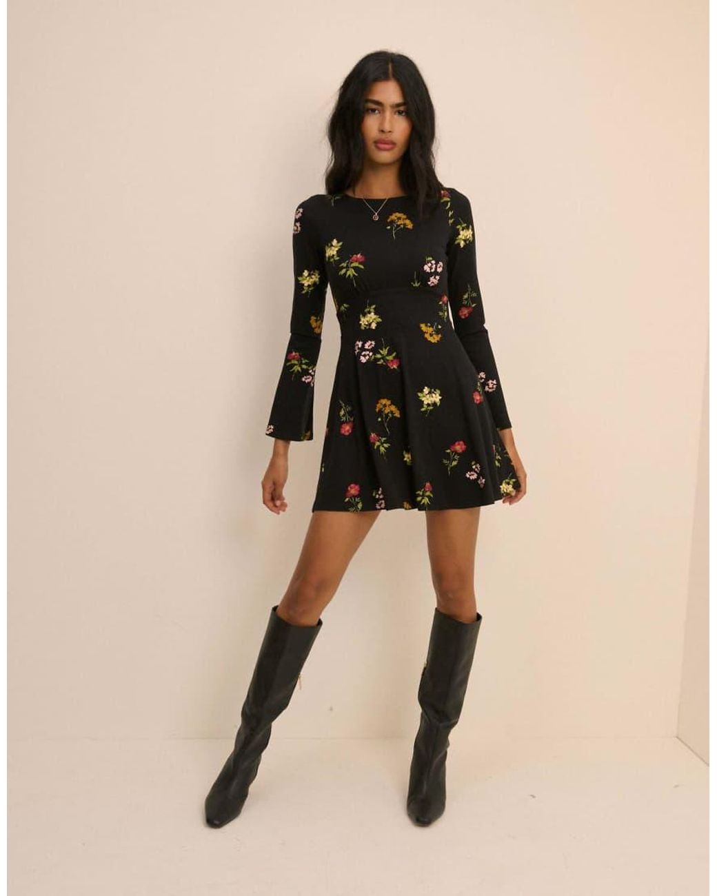 Nobody's Child Natural Floral Jersey Tate Mini Dress