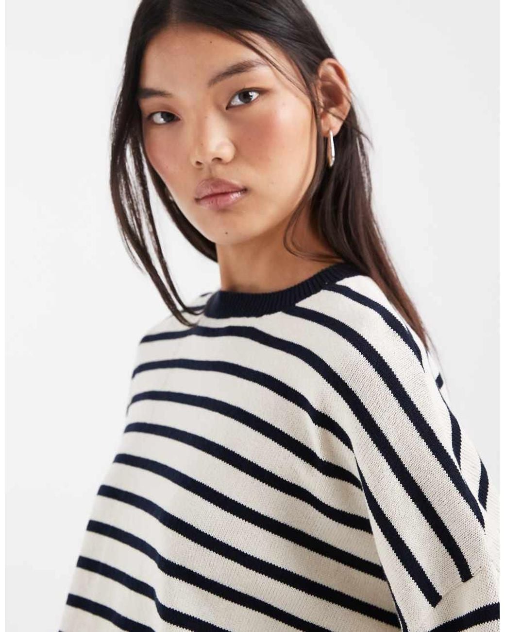 & Other Stories Blue Cropped Oversized Cotton Jumper