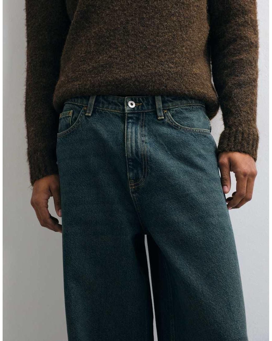 Collusion Blue X003 Wide Leg Mid Rise Jean for men