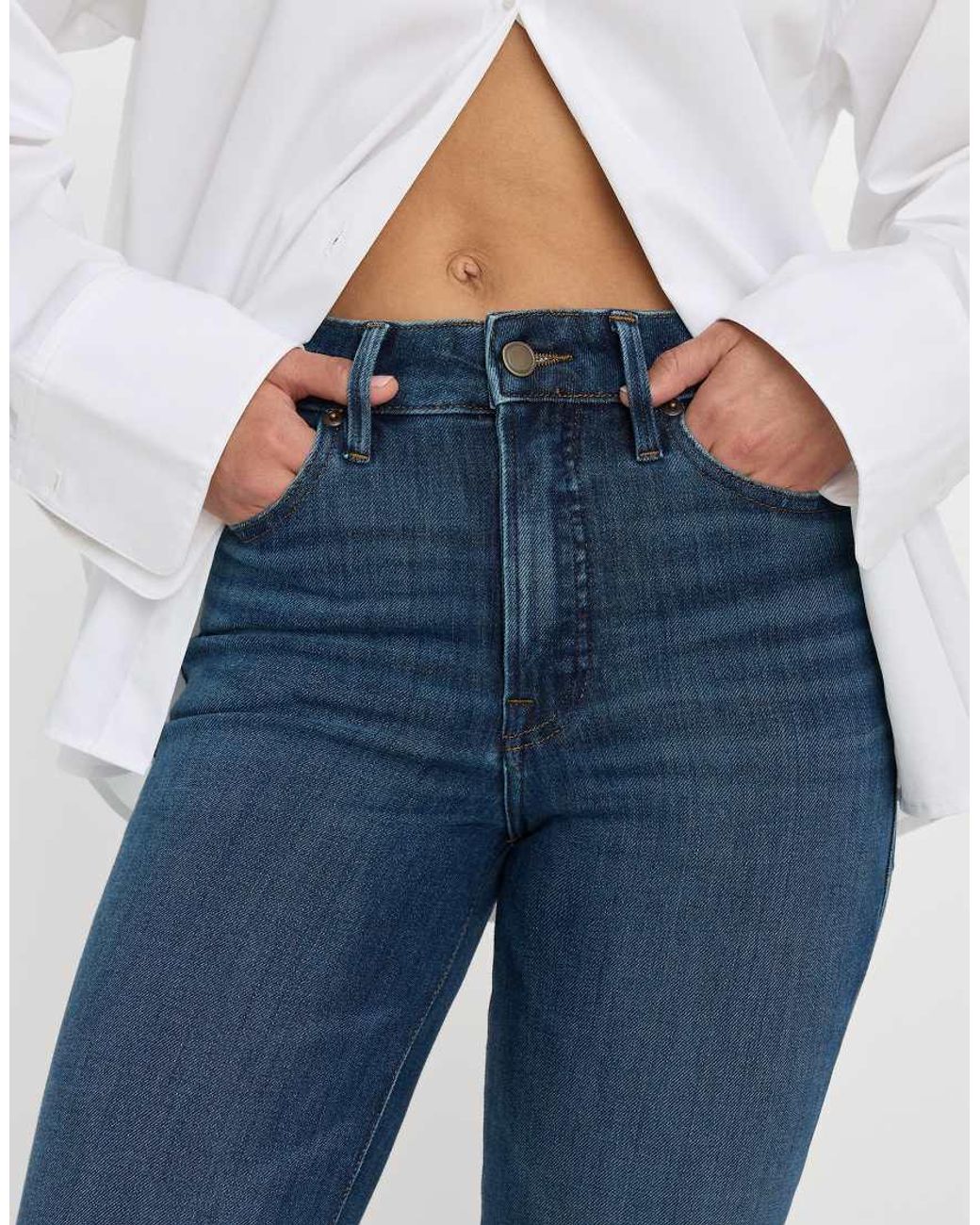 GOOD AMERICAN Blue Soft Tech Good Classic Bootcut Jeans