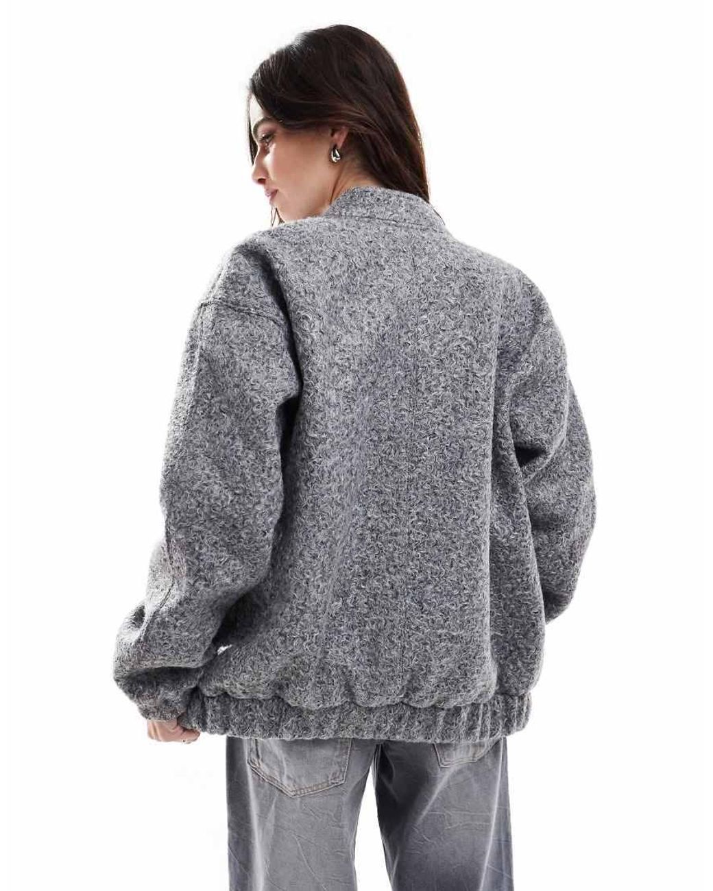 Vero Moda Gray Amber Drop Shoulder Bomber Press-stud Fastening Jacket
