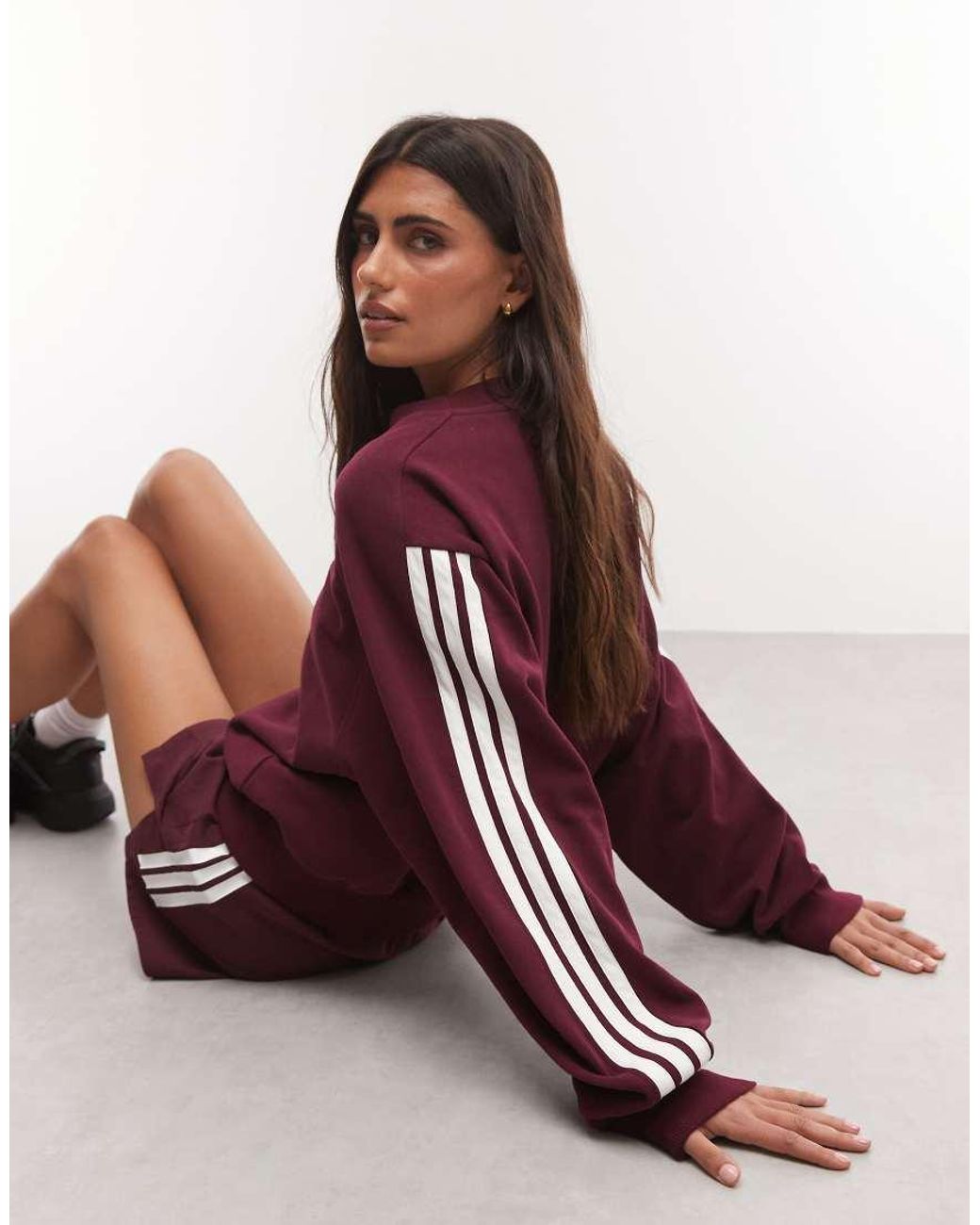 Adidas Originals Red Adidas Sportswear 3 Stripe Sweatshirt