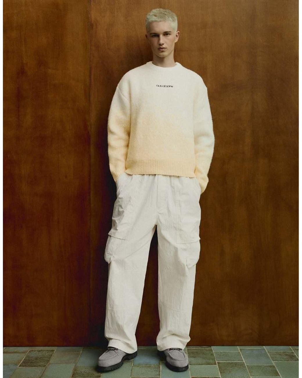 Bershka Natural Gradient Jacquard Jumper Out Of Core for men