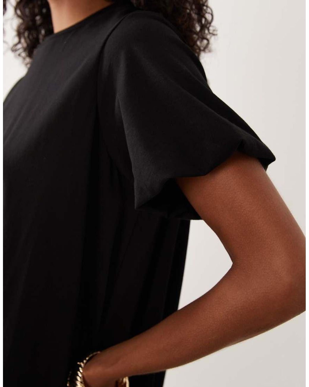 ASOS Black Short Puff Sleeve Bubble Mini Dress