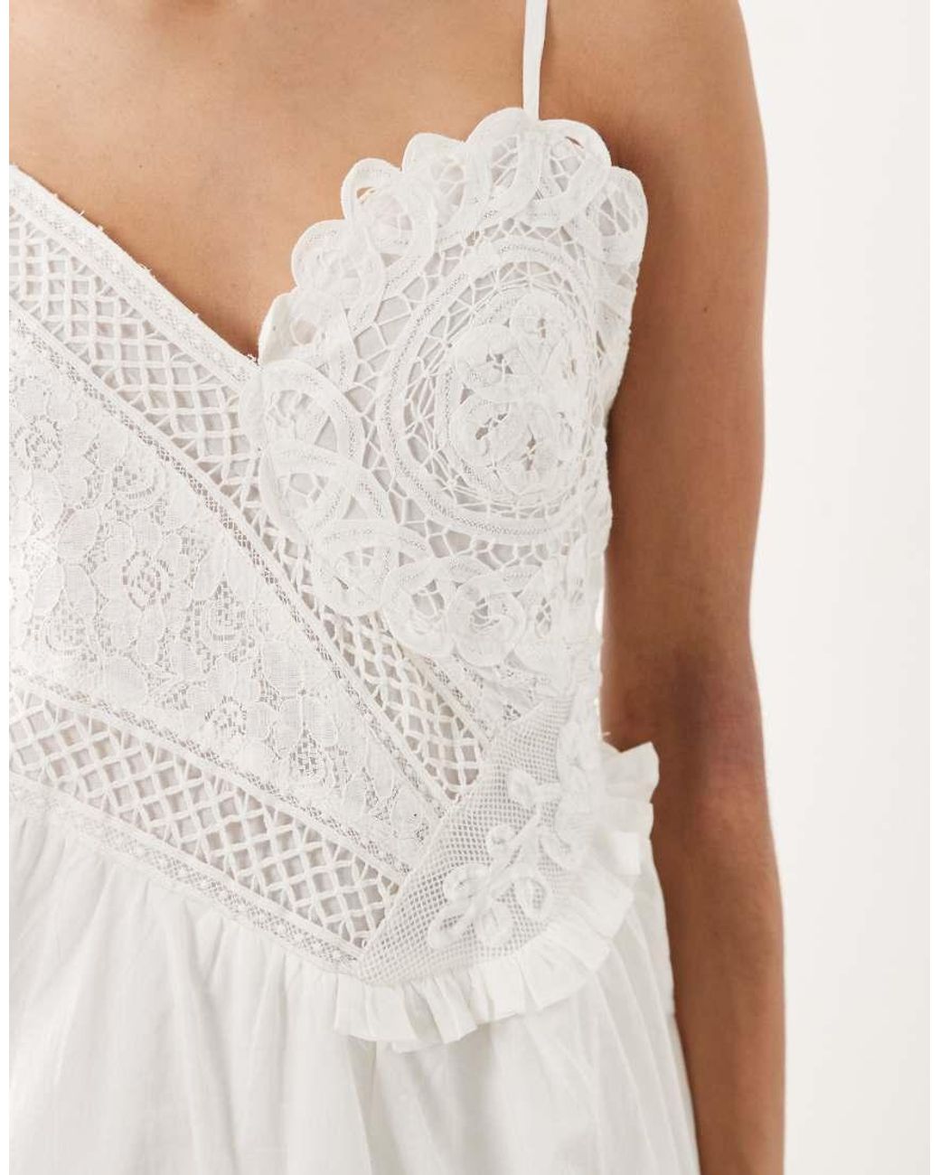 River Island White Patchwork Lace Midi Dress