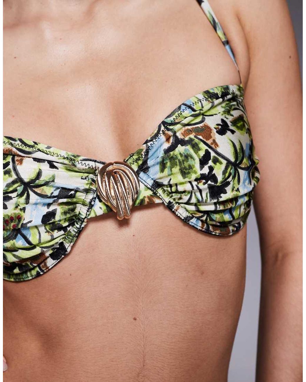 Candypants Gray Abstract Print Underwire Bikini Top