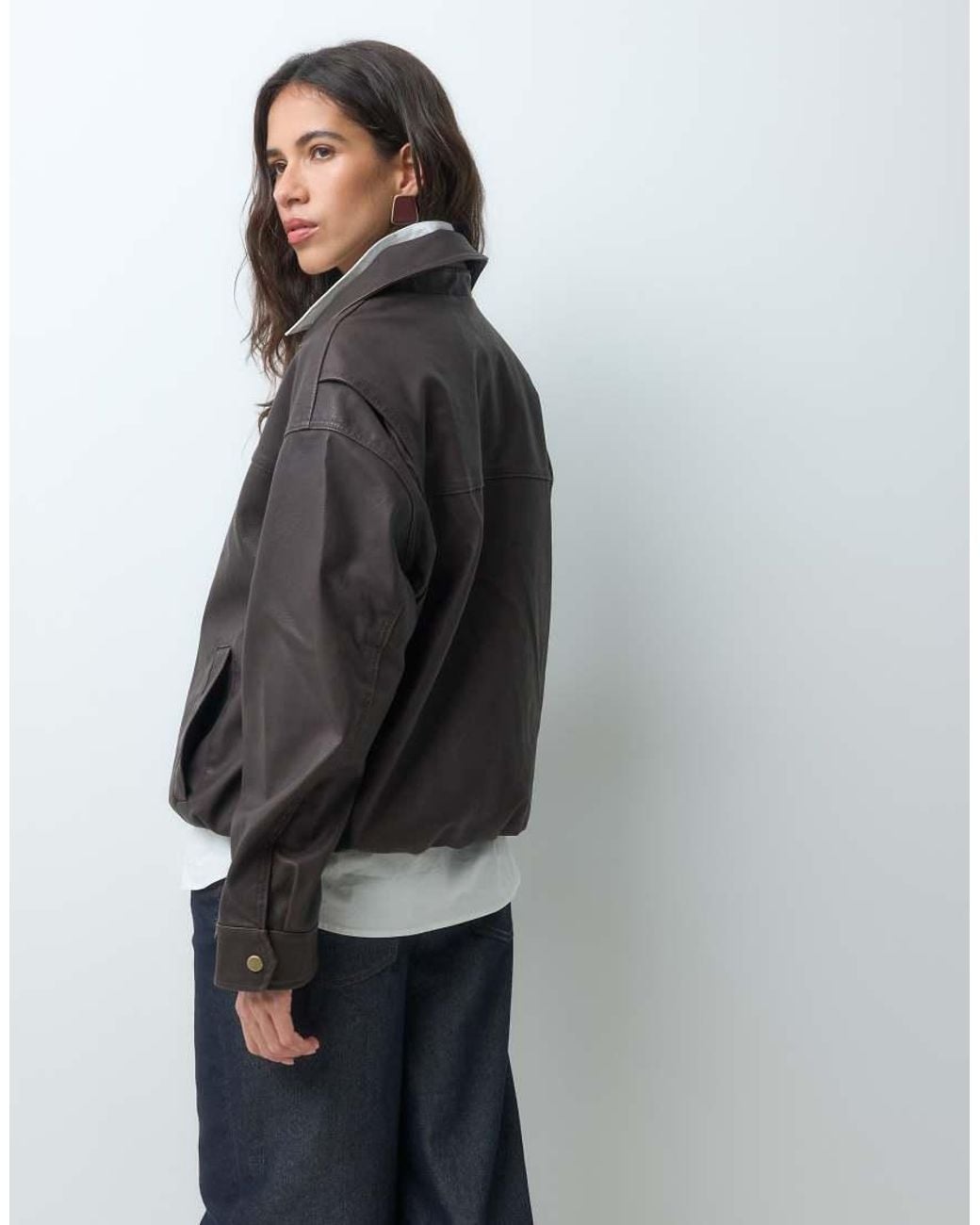 New Look Black Oversized Washed Faux Leather Jacket
