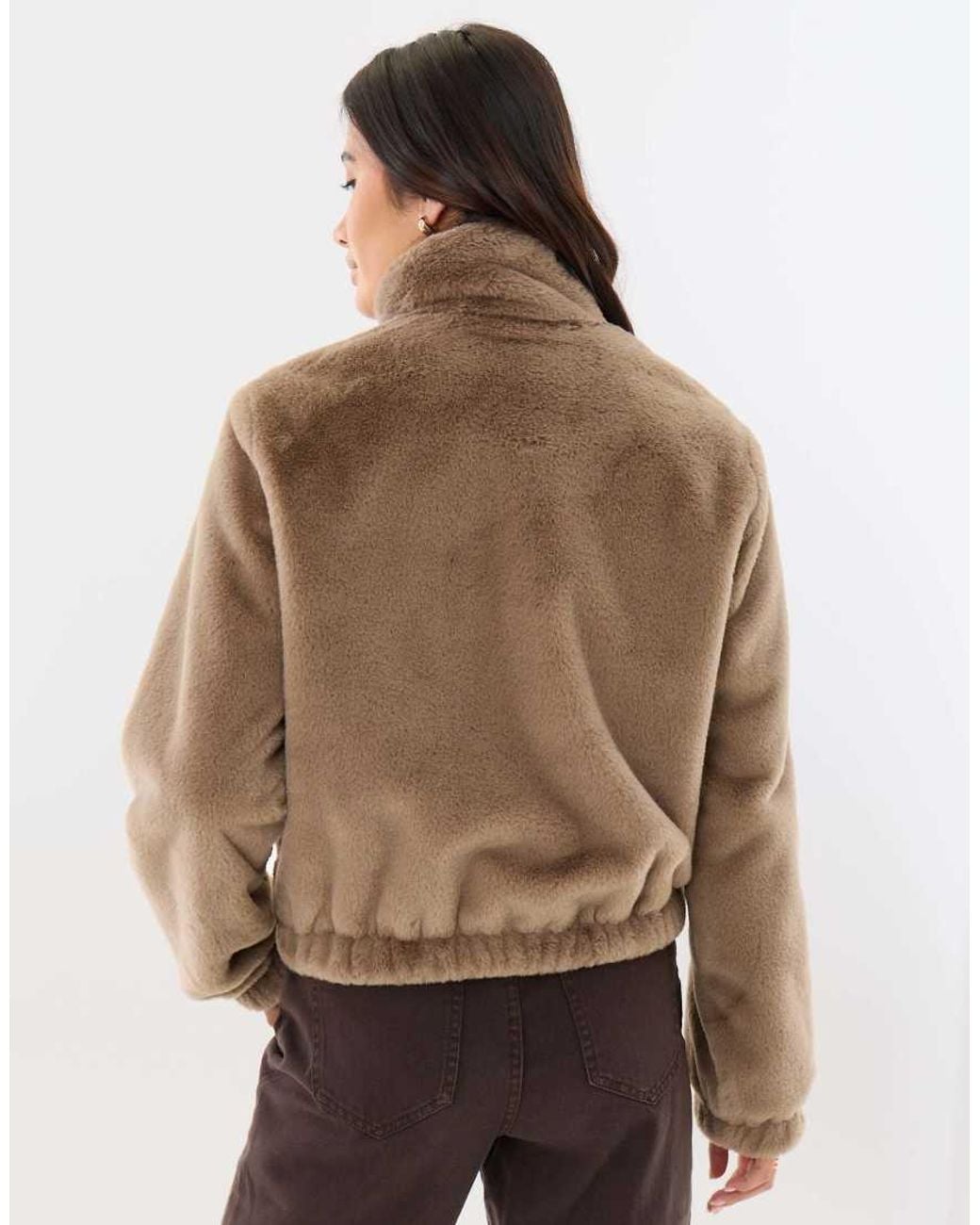 Threadbare Brown Faux Fur Bomber Jacket