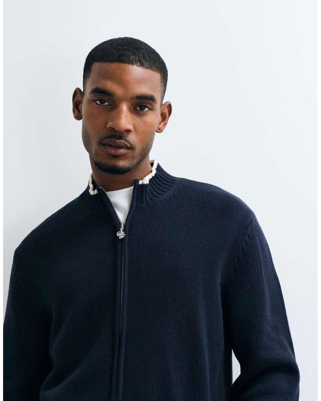 Jack & Jones Blue Zip Through Knit Cardigan for men