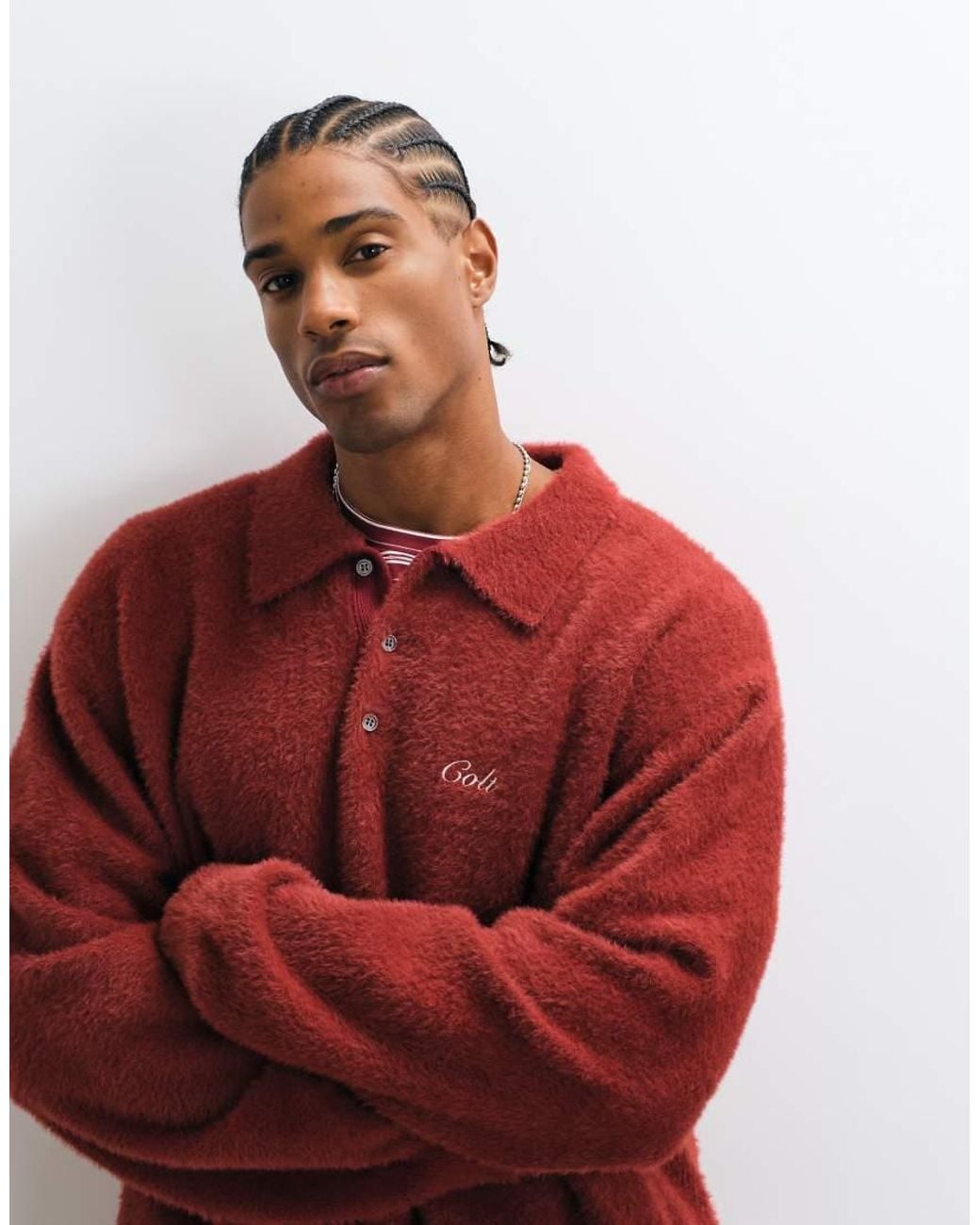 Colt MCR Red Colt Aegean Relaxed Fit Long Sleeve Knitted Polo Shirt for men