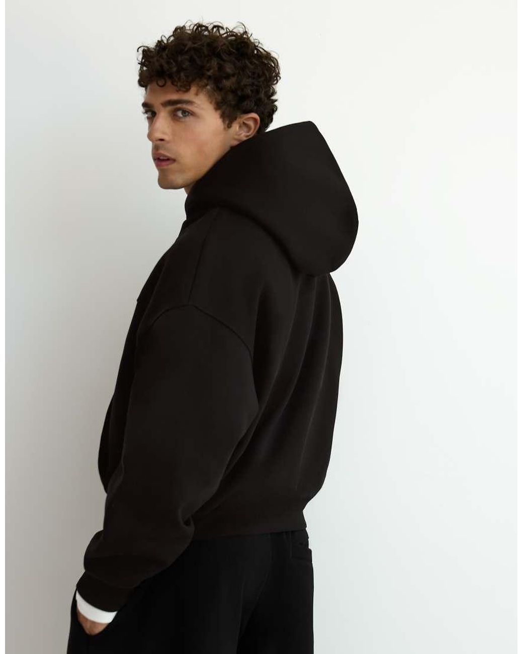 Bershka Black Boxyhoodie for men