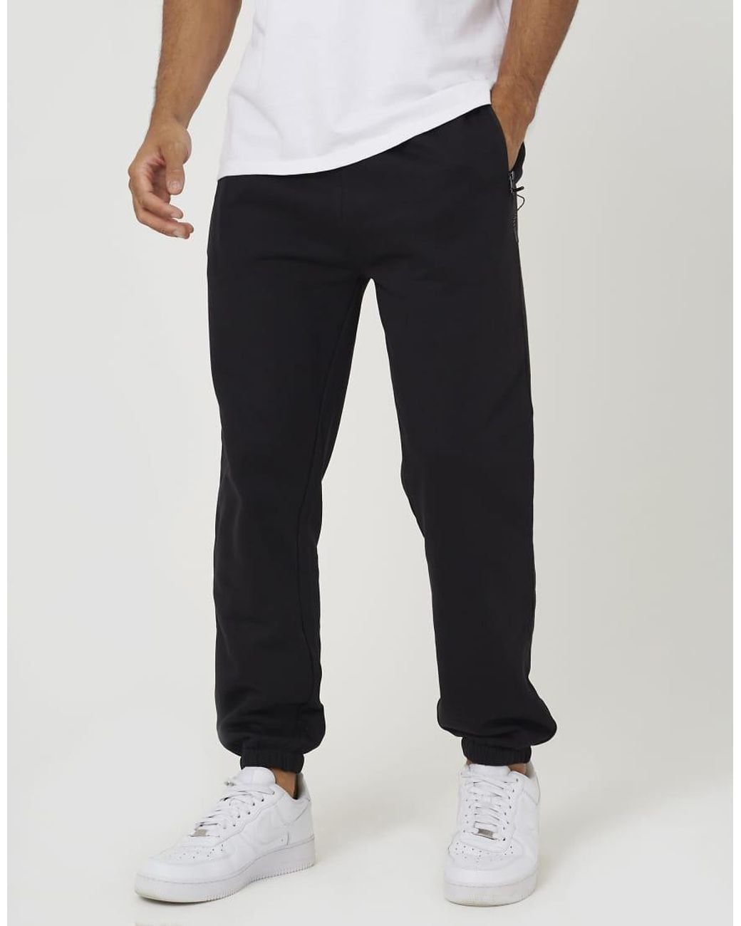Brave Soul Black Cuffed Loose Fit Joggers for men