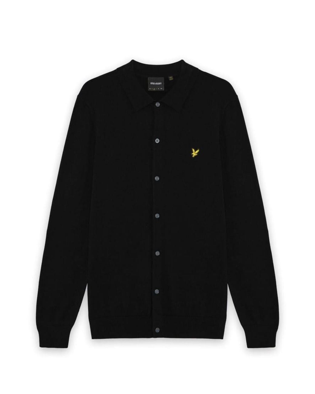Lyle & Scott Black Mid Knits Cotton Merino Knitted Shirt for men